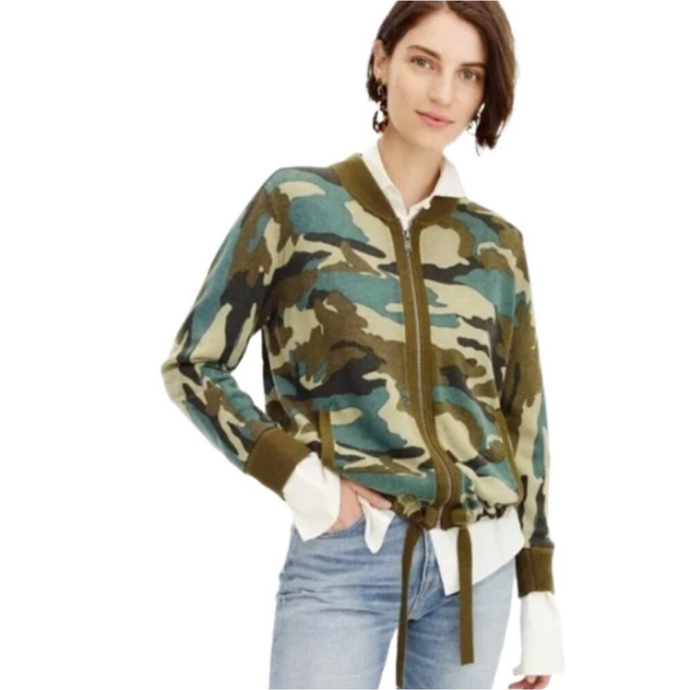 J Crew Camouflage Full Zip Sweater Jacket Size Small